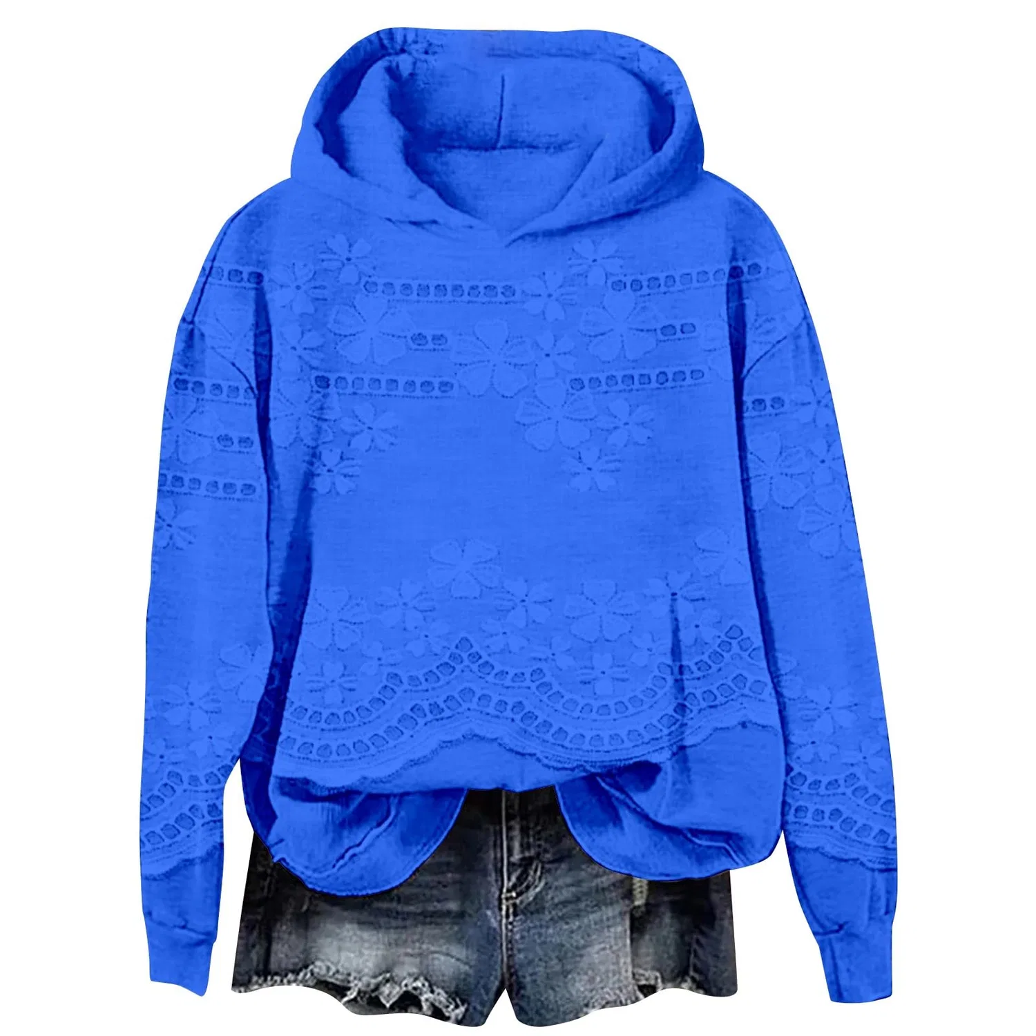 Женский худи с принтом из флиса, Oversized, для осени и зимы, Blue
