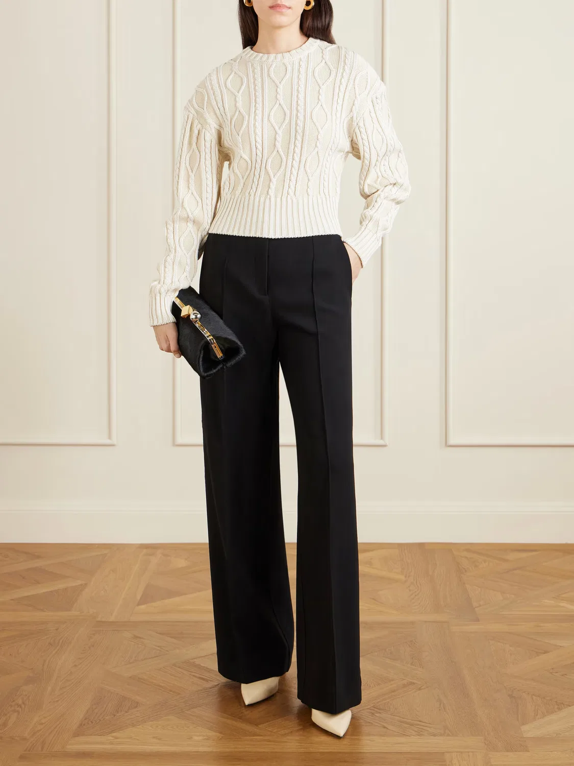 Хлопковый свитер крупной вязки Amelo Jacquemus, слоновая кость — фото 2