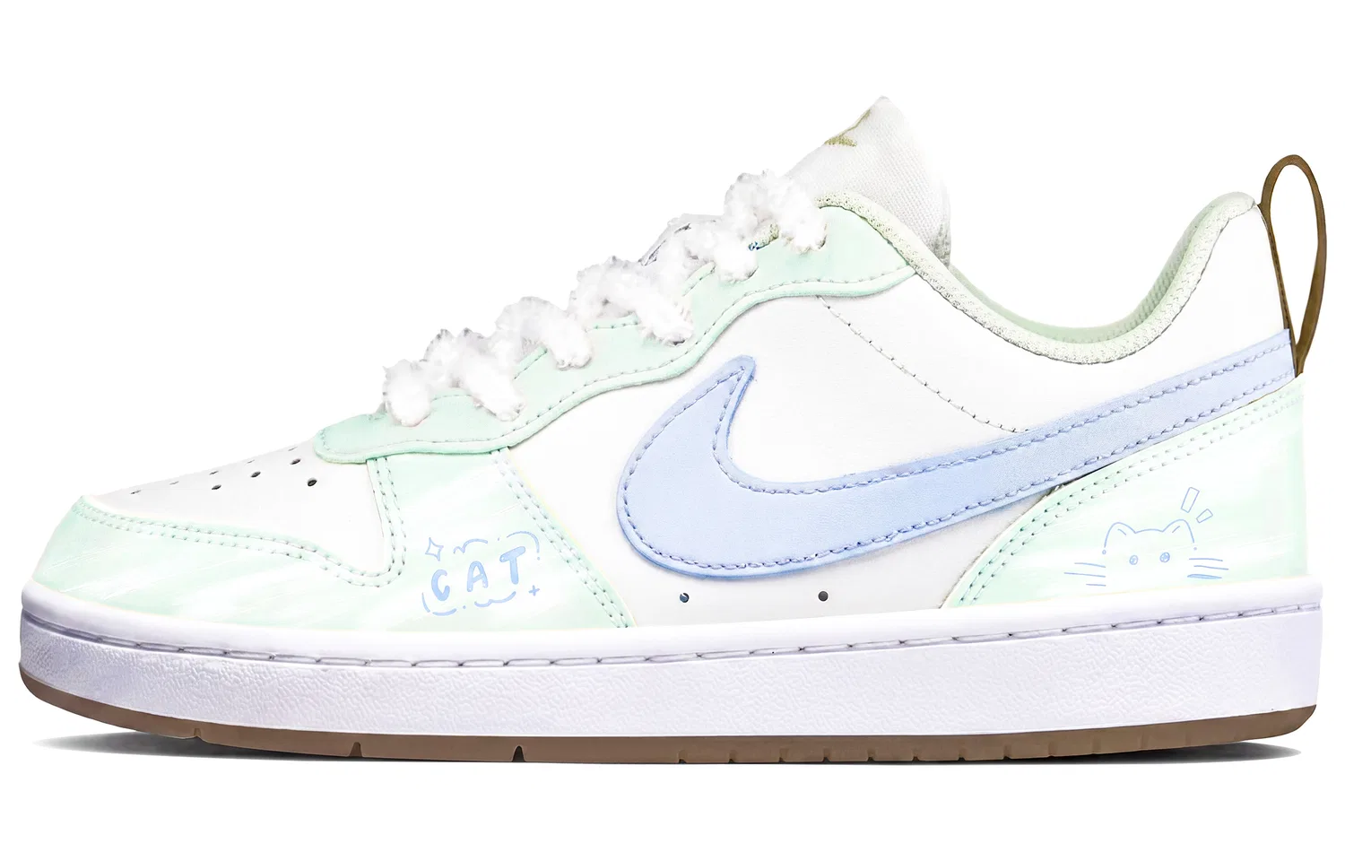 Детские скейтбординг-кроссовки с принтом кота Court Borough, Nike, Blue Green