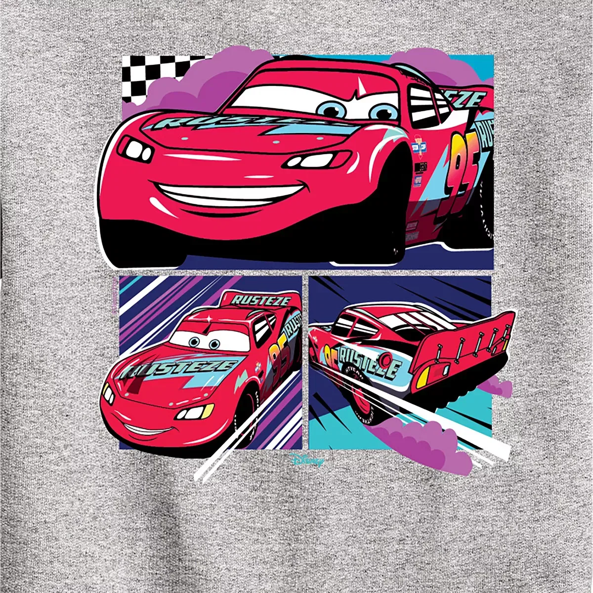 Детский свитшот с длинным рукавом с принтом Lightning Mcqueen Finish Line Cars, Athletic Heather — фото 2