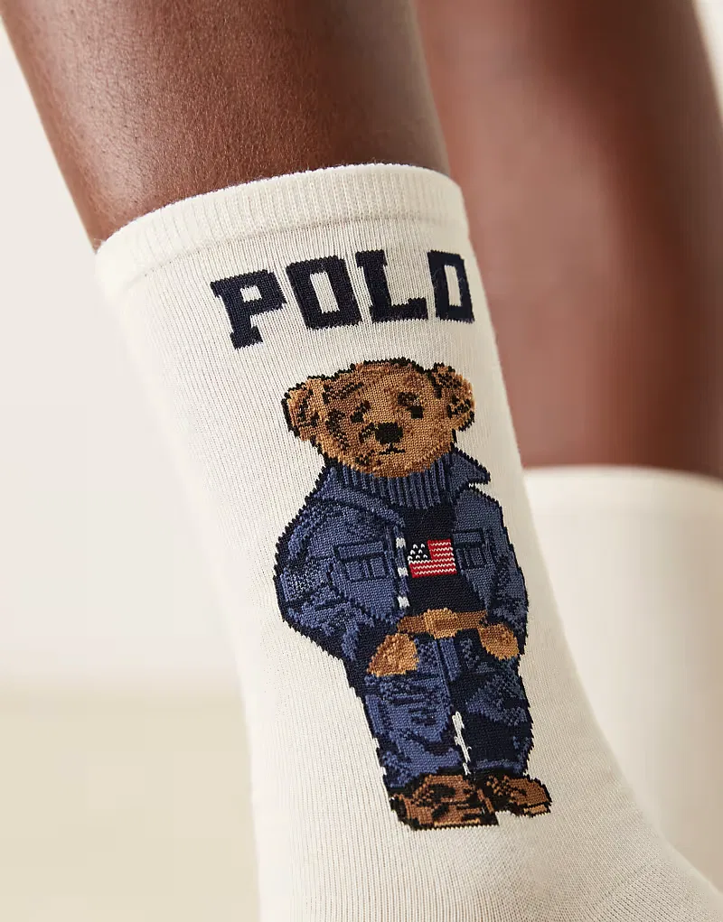 Носки Polo Ralph Lauren с логотипом медведя, кремовый — фото 2