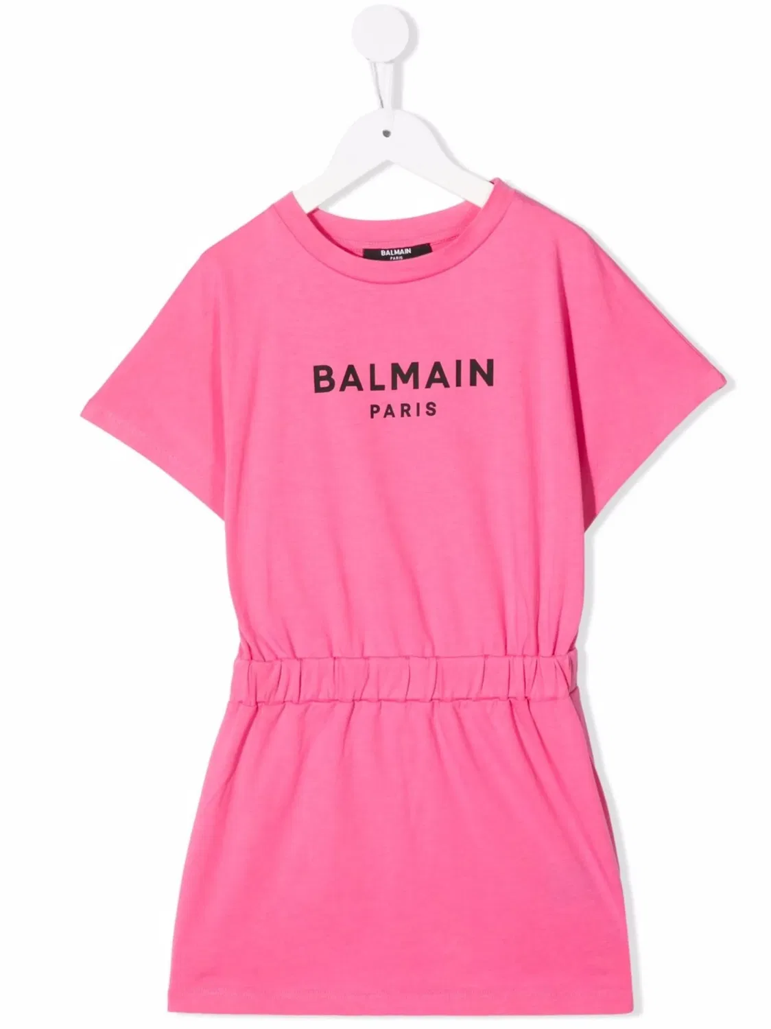 Хлопковое платье с логотипом Balmain, розовый
