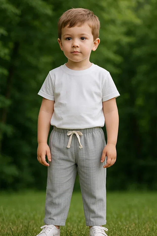 Детские брюки для девочек хлопковые прямого кроя Tinytrends, Gray