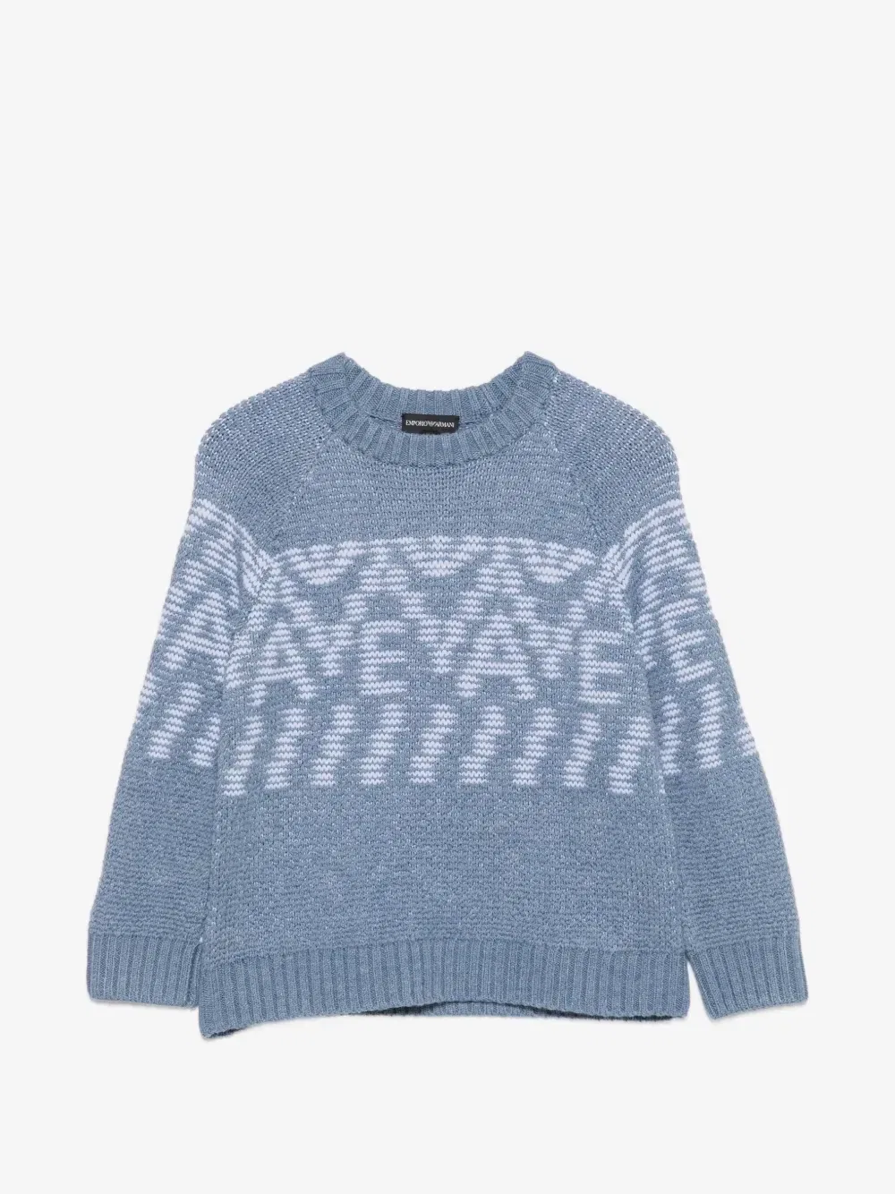 Свитер с логотипом-интарсией и рукавами реглан Emporio Armani Kids, синий