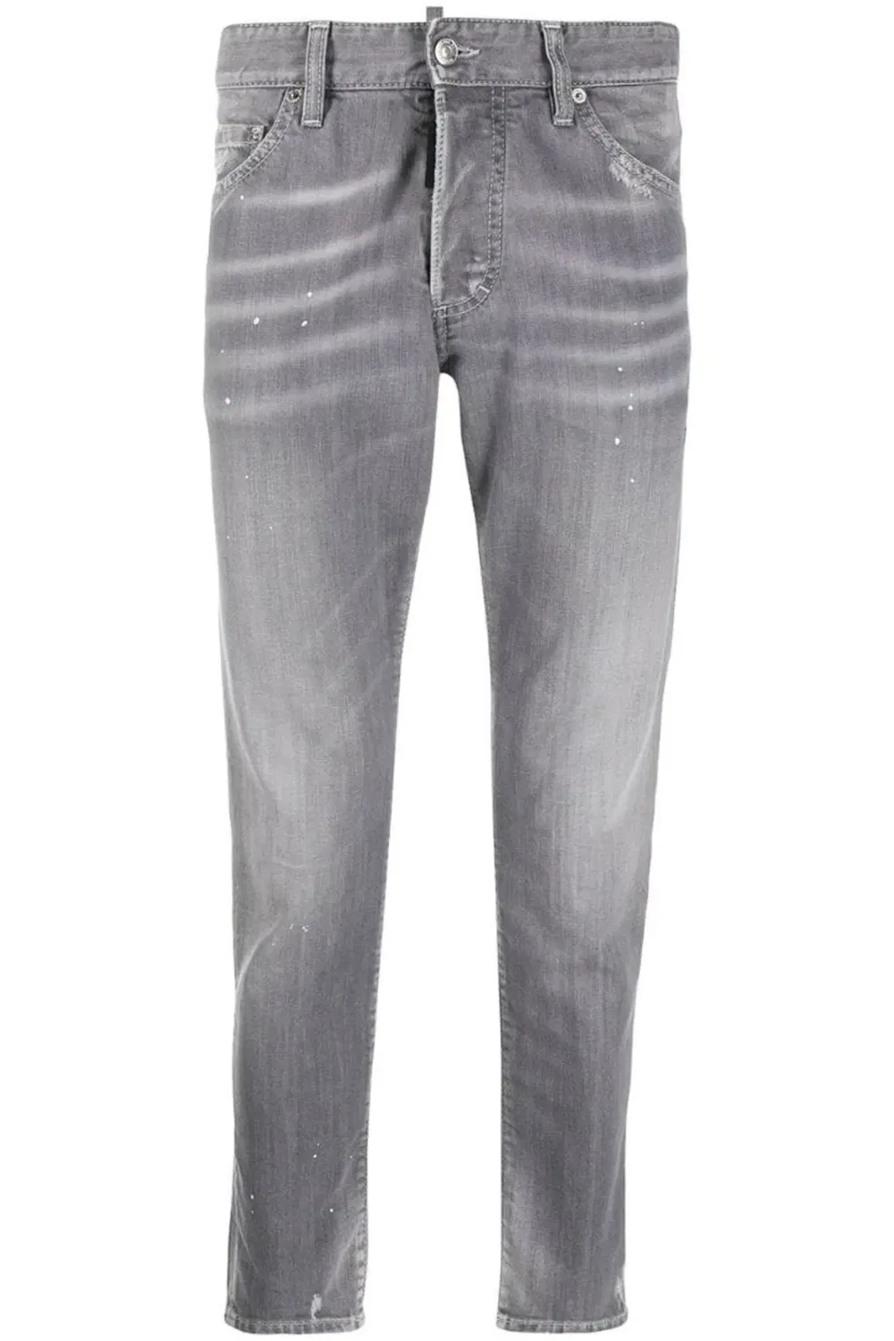 Мужские джинсы скини с эффектом потертости и разводами краски Dsquared2, Grey