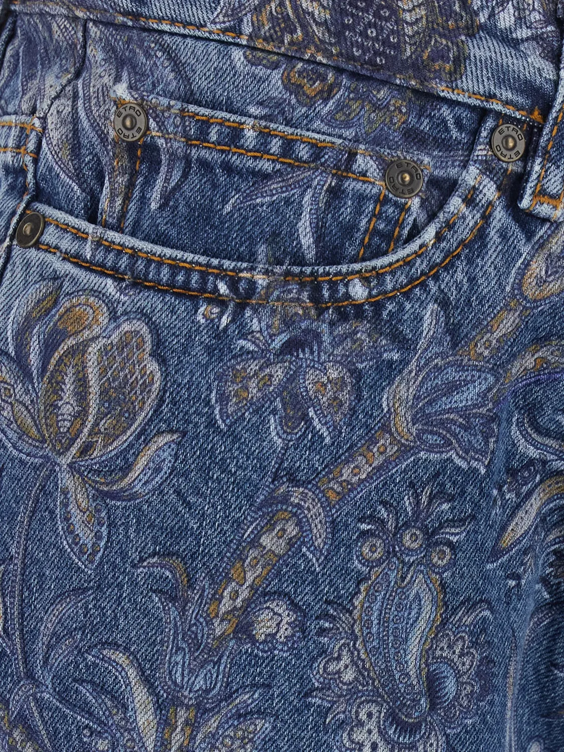 Джинсы клеш с цветочным принтом ETRO, синий — фото 2