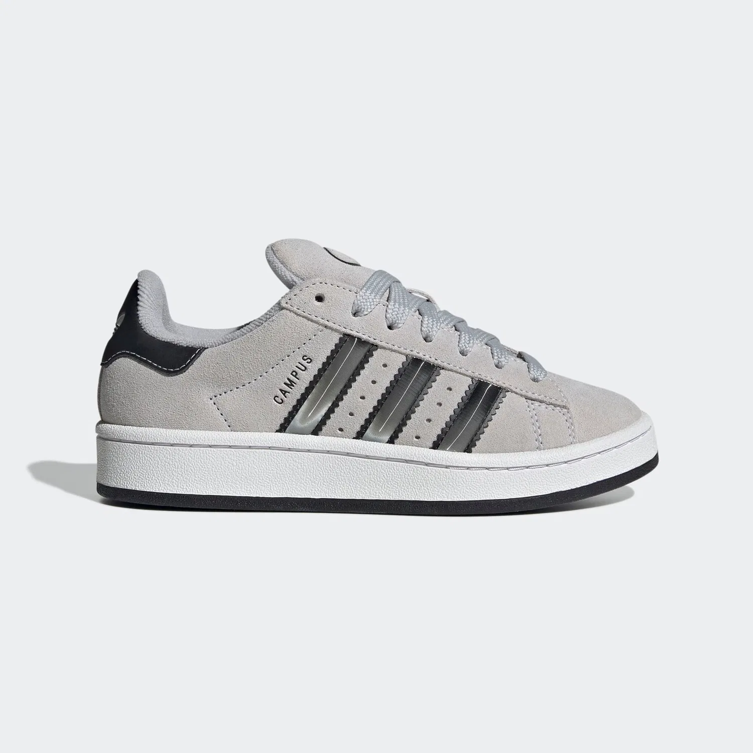 Детские кроссовки замшевые с блестящими полосками Adidas Originals, Grey/Matt Silver/Core Black — фото 3
