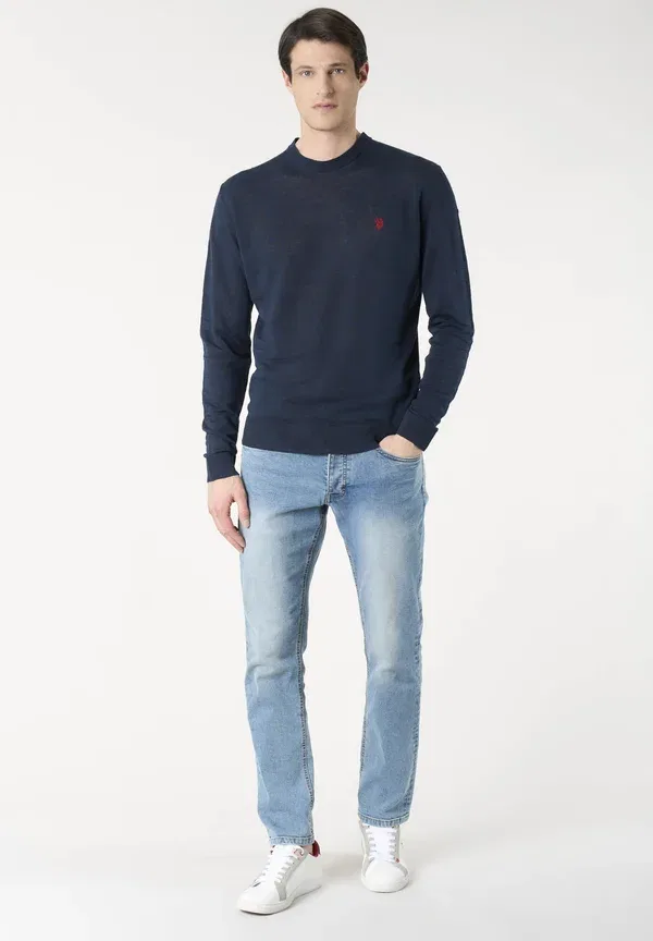 Джемпер из льна и хлопка Jumper U.S. Polo Assn., blu, синий — фото 2
