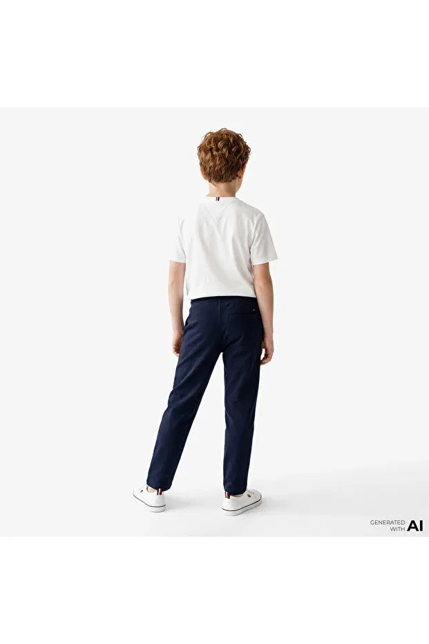 Детские спортивные штаны для девочек с принтом Tommy Hilfiger, Navy Blue — фото 2