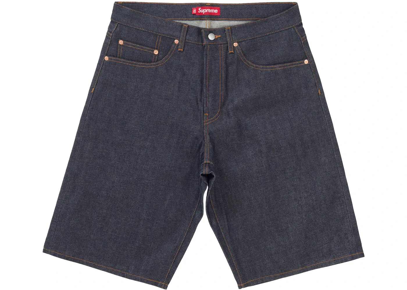 Мужские шорты с необработанным денимом мешковатого кроя Supreme, Rigid Indigo