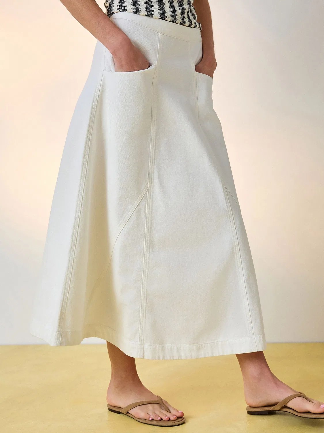 Юбка джинсовая макси, White Denim Maxi Skirt Next, белый — фото 2