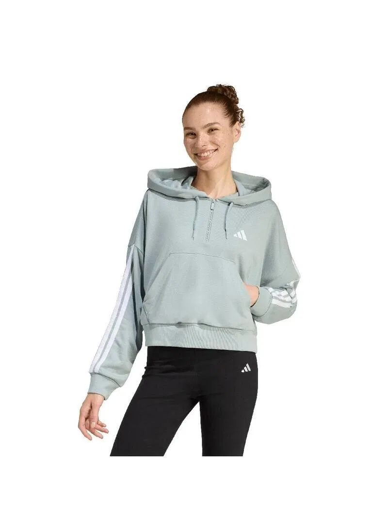 Женское худи с капюшоном и молнией Adidas Essentials, Цвет Grun / Weiss — фото 2