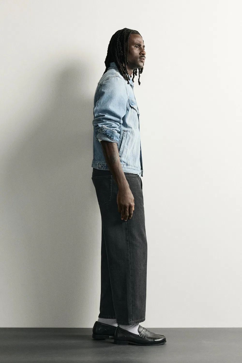 Свободные укороченные джинсы ZARA, Charcoal — фото 4
