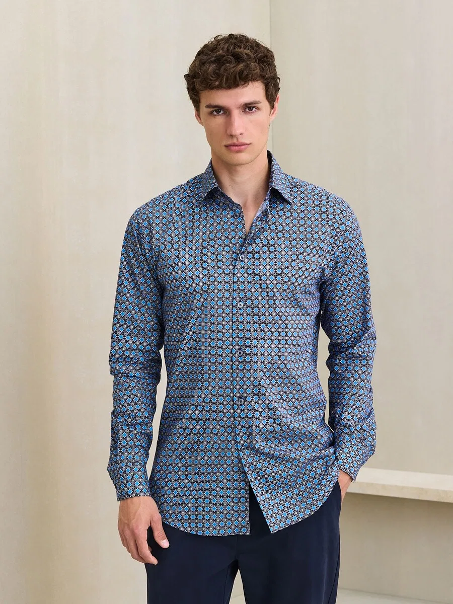Рубашка Next Regular fit Button Up Shirt 'N. Premium' синего цвета — фото 2
