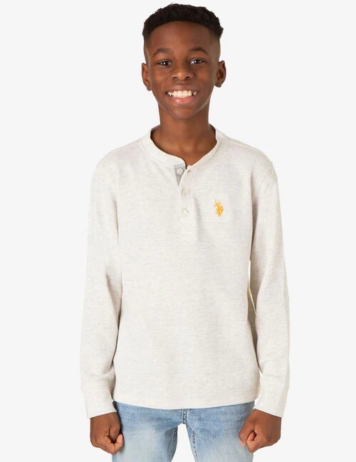 

Лонгслив U.S. Polo Assn. Boys Thermal Henley, кремовый