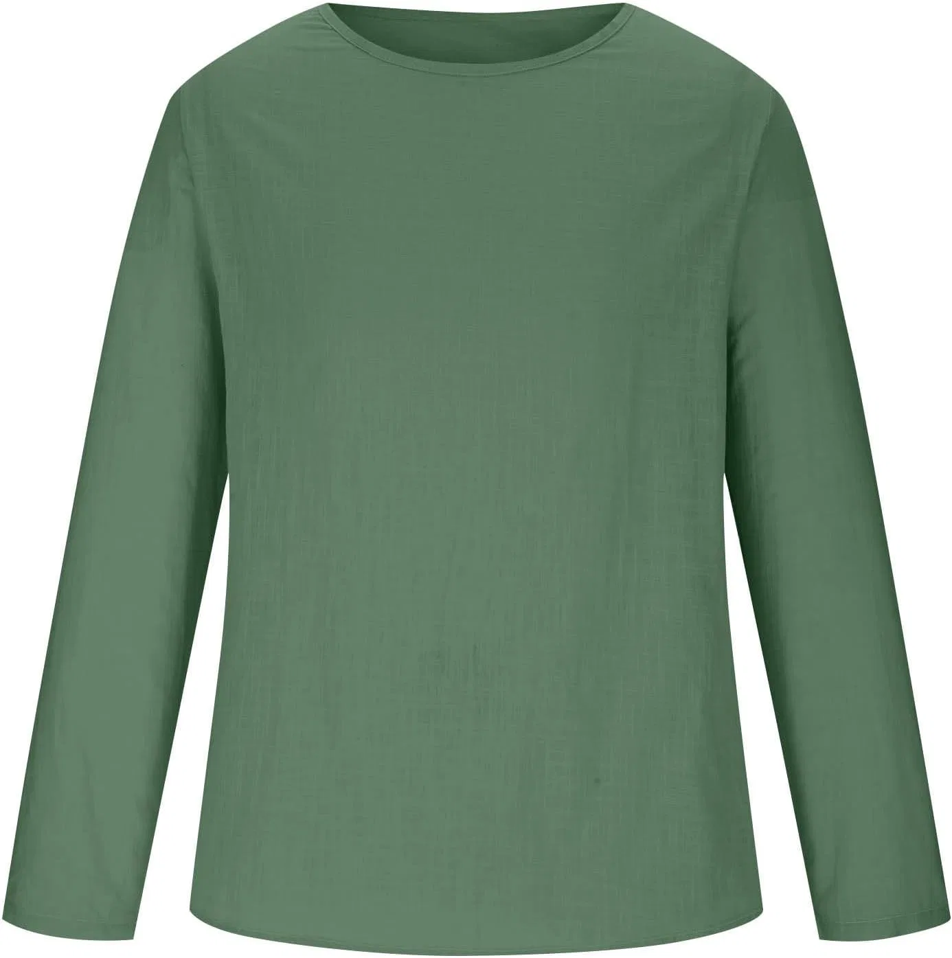 Мужская льняная футболка с длинным рукавом Crew Neck, Green — фото 3