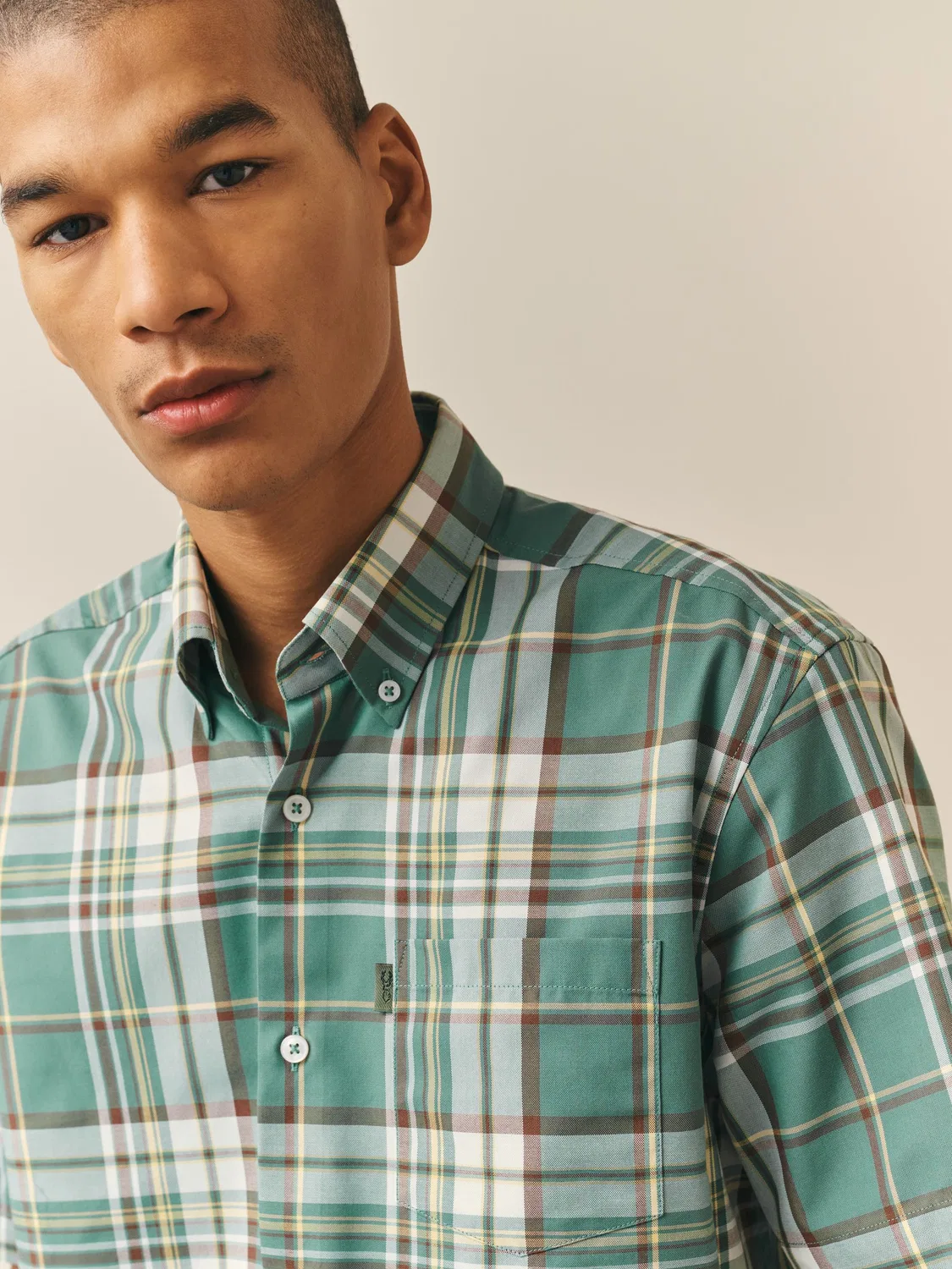 Рубашка оксфордская Regular Fit, Green Madras Check Next, зеленый — фото 3