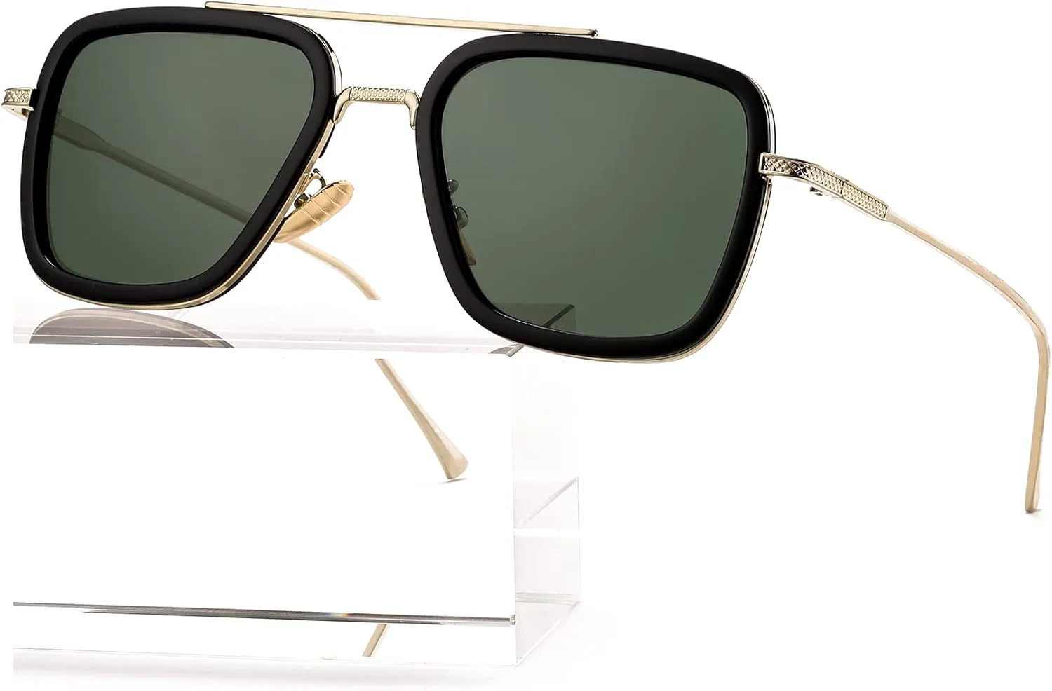 

Солнцезащитные очки AIEYEZO Тони Старк в винтажном стиле, квадратная металлическая оправа, для мужчин и женщин - очки Железного человека и Эдит, Gold/Black/G15