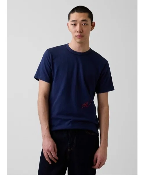 Мужская футболка с графическим принтом Oversize Fit Gap x Sean Wotherspoon GAP, Blue — фото 4