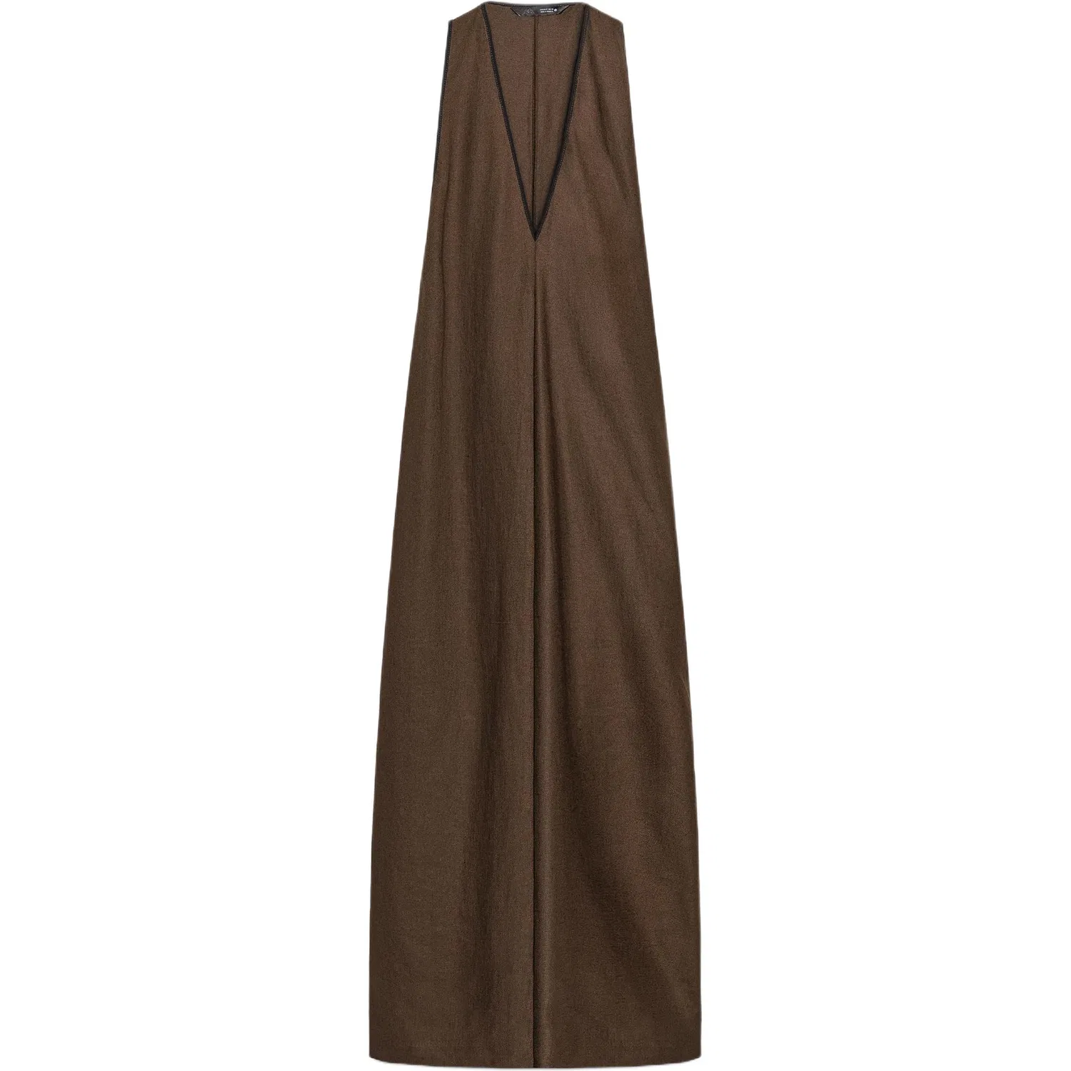 Женское платье без рукавов с V-образным вырезом Chocolate ZARA, Chocolate