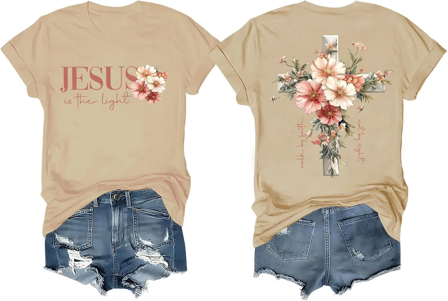 Мужская футболка с надписью Jesus is The Light, Khaki