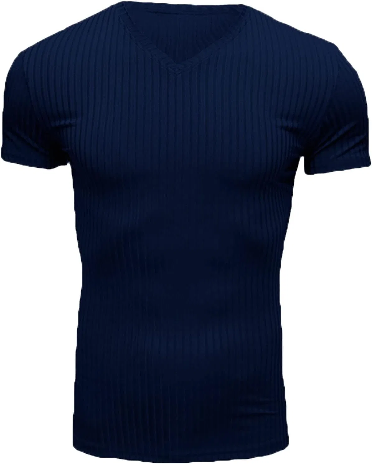 Мужская облегающая футболка с v-образным вырезом Ribbed Shirt, Dark Blue