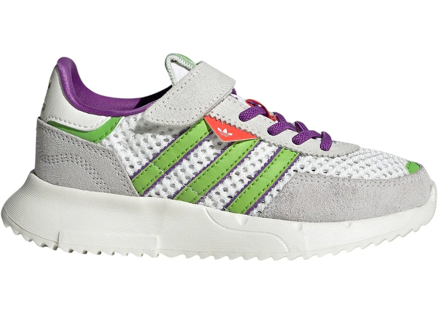 Детские кроссовки Lifestyle Retropy F2 CF EL Adidas, Core White/Semi Solar Green/Active Purple