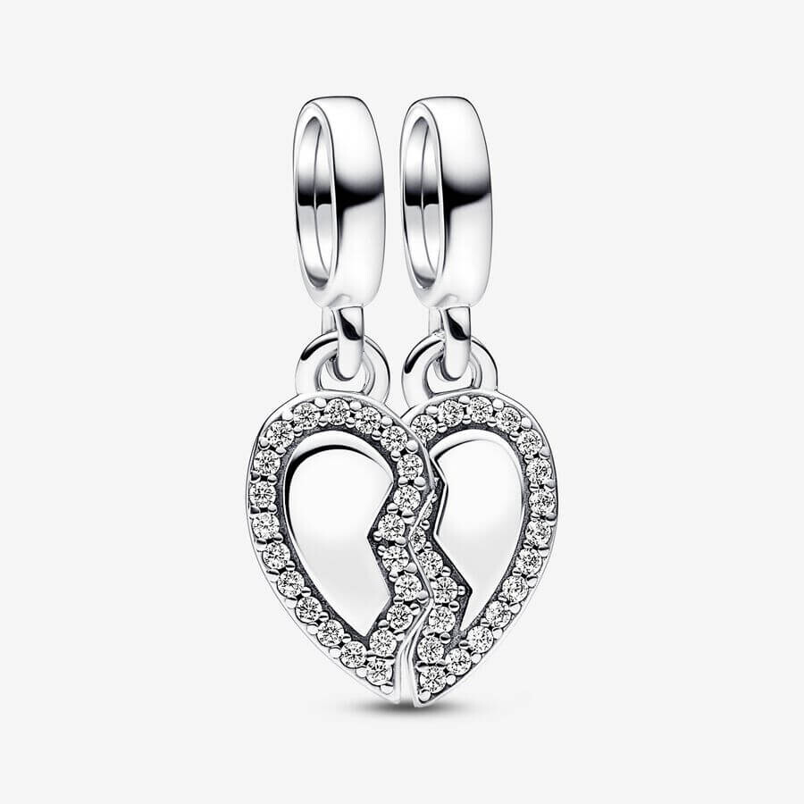

Шарм-подвеска Pandora Moments Friends Splittable Heart, серебро/прозрачный