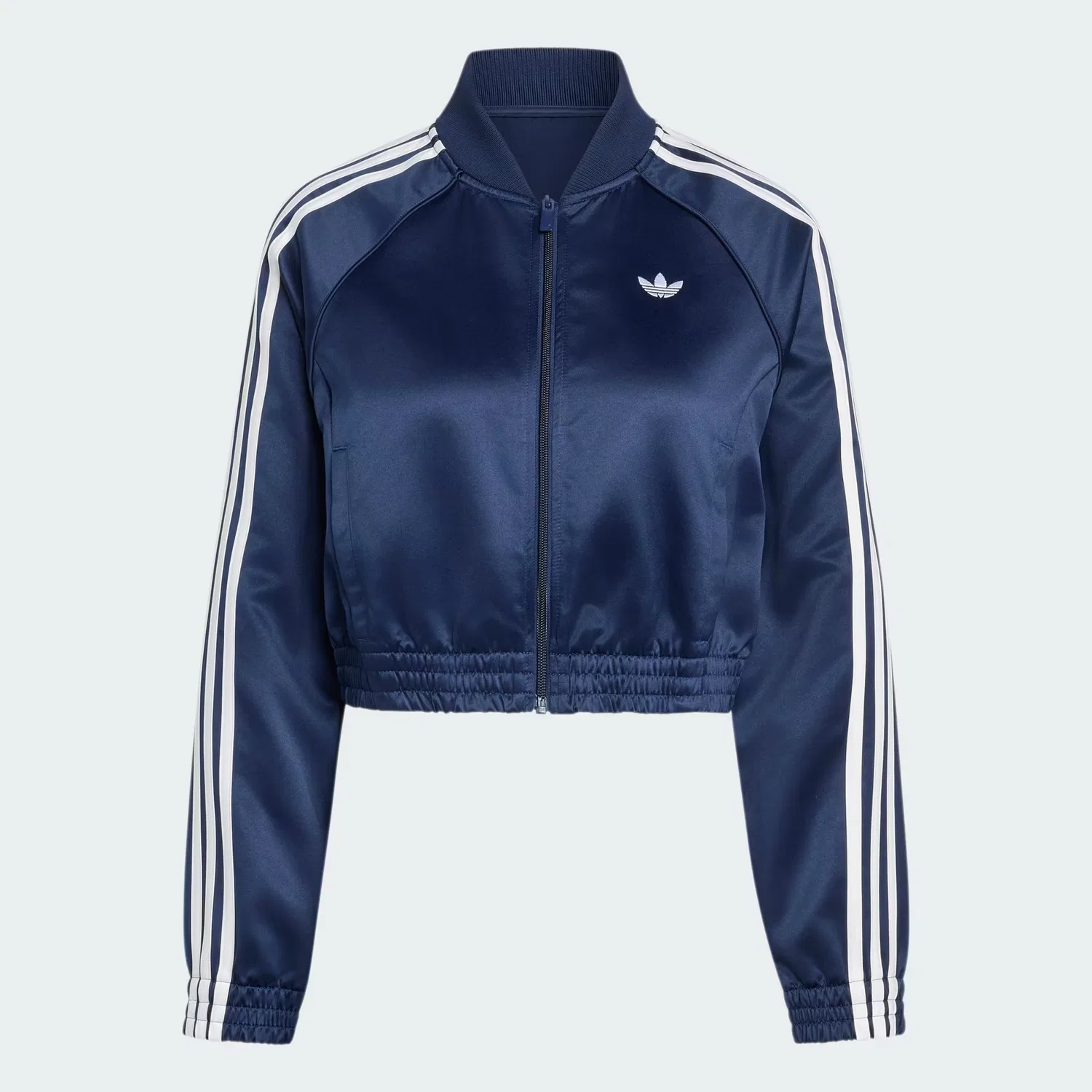 Женская куртка-бомбер из атласа Satin SST Adidas Originals, темно-синий/белый — фото 4