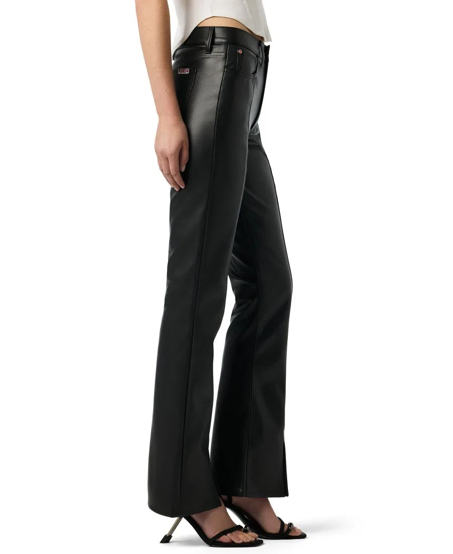Женские брюки-клеш из экокожи с высокой посадкой Blair Hudson Jeans, Black — фото 2