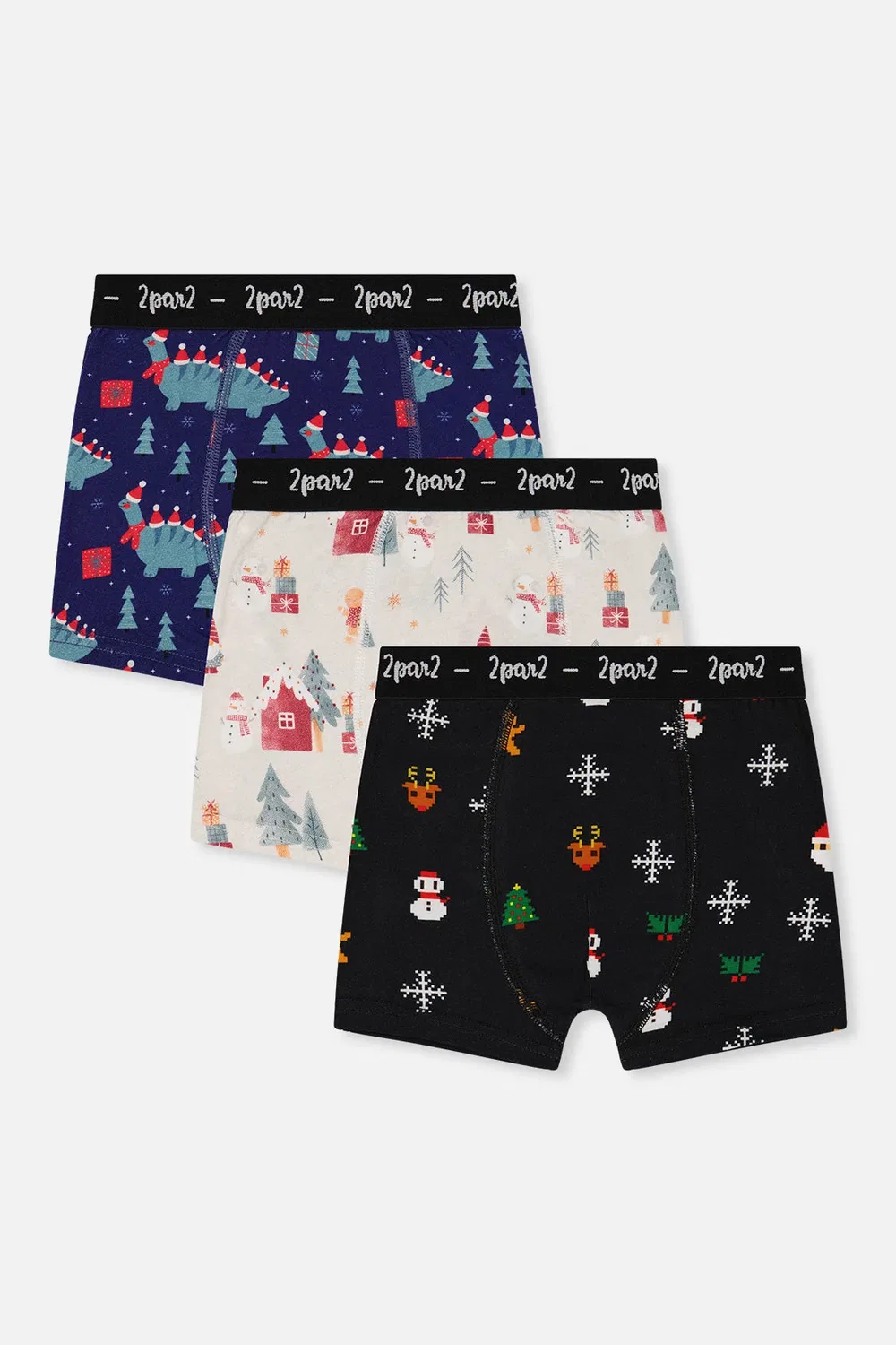 Детские трусы-боксеры комплект из 3 штук с принтом Holiday Print Deux par Deux, Holiday Print