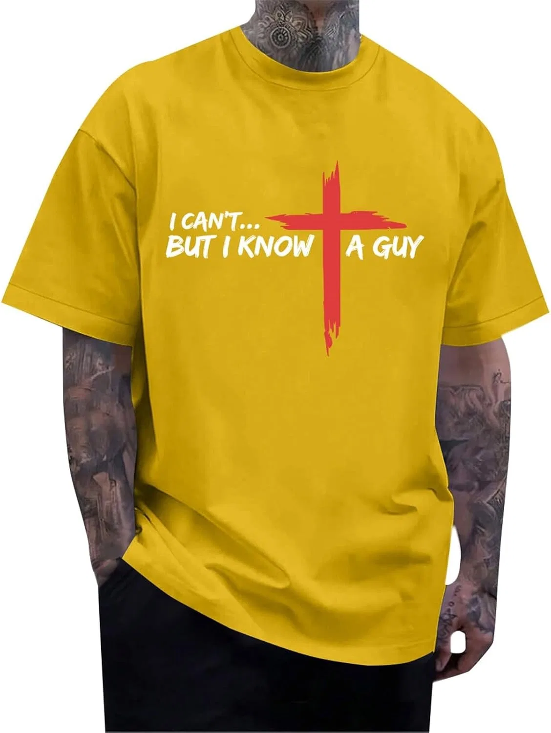 Мужская футболка с крестом Christian, Yellow