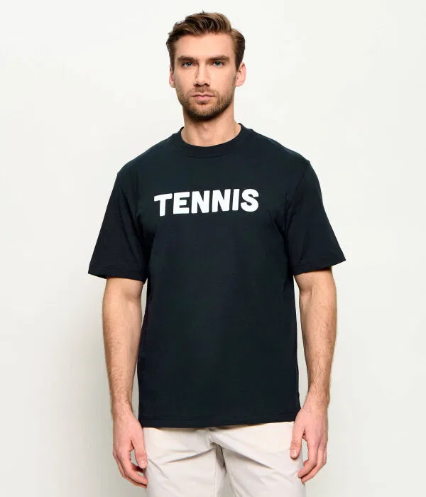 Футболка мужская Lacoste хлопок, классический крой, черный
