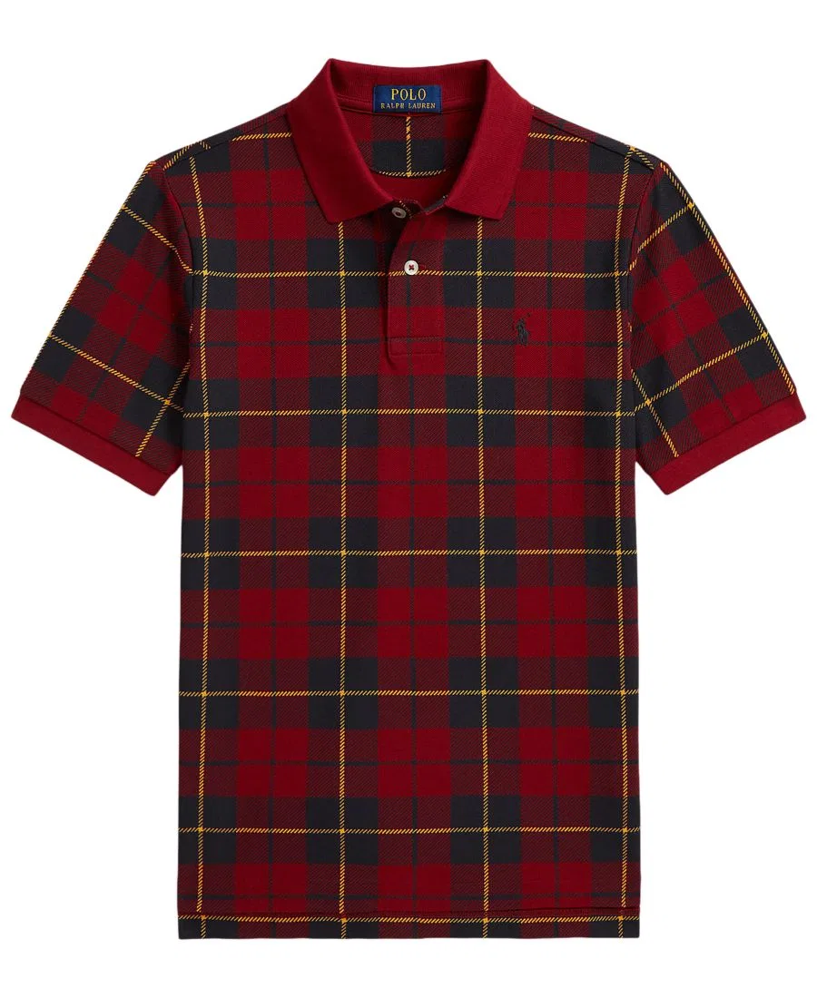 Детская клетчатая рубашка-поло с коротким рукавом, размер 8-20 Polo Ralph Lauren, Red