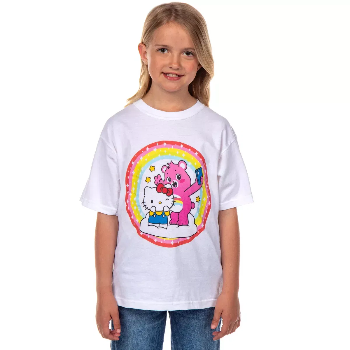 Детская футболка с принтом Hello Kitty and Friends x Care Bears Selfie Tee Bioworld, White