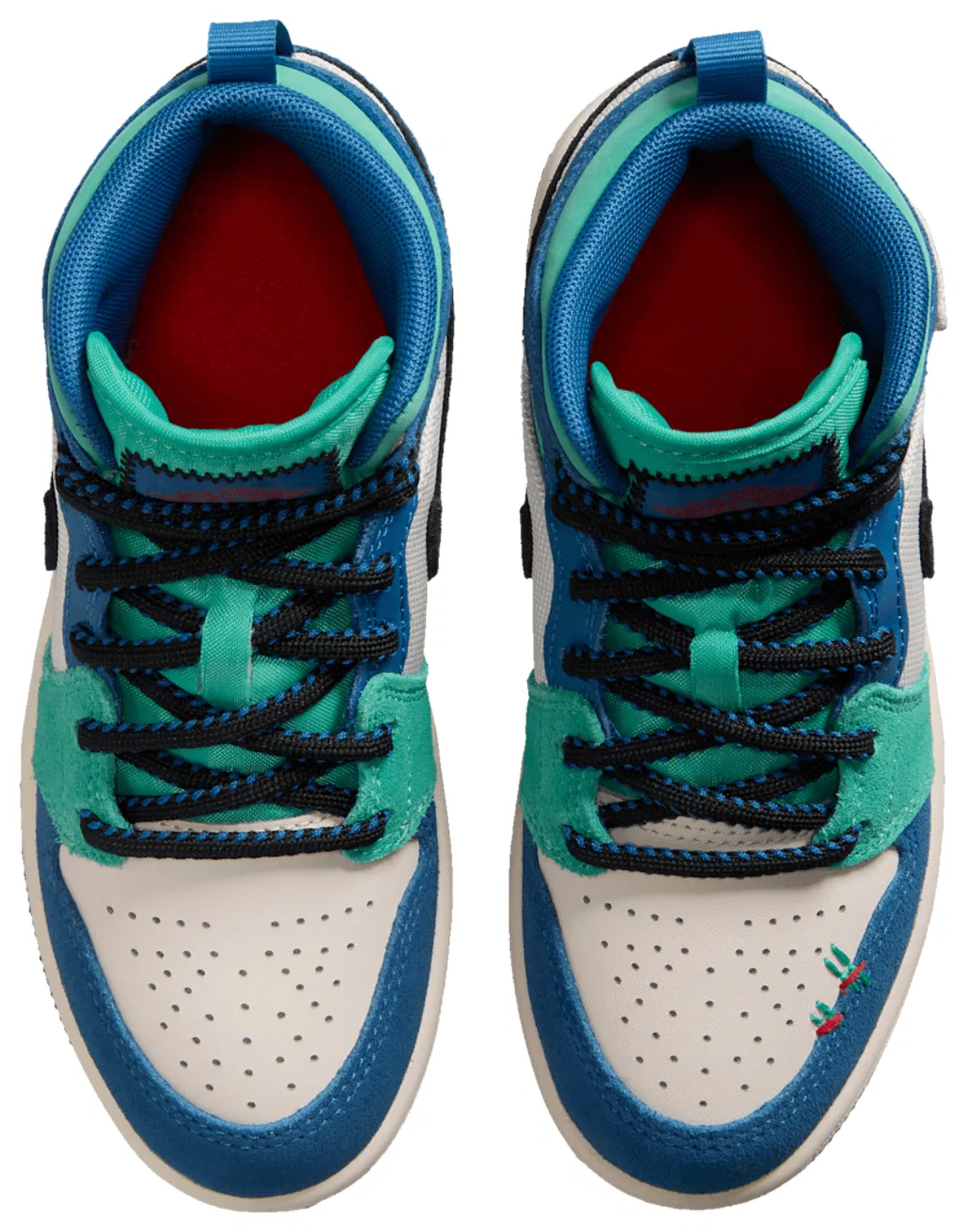 Детские баскетбольные кроссовки для мальчиков с высоким берцем AJ 1 Mid SE Jordan, Chalk/University Red/True Blue — фото 4