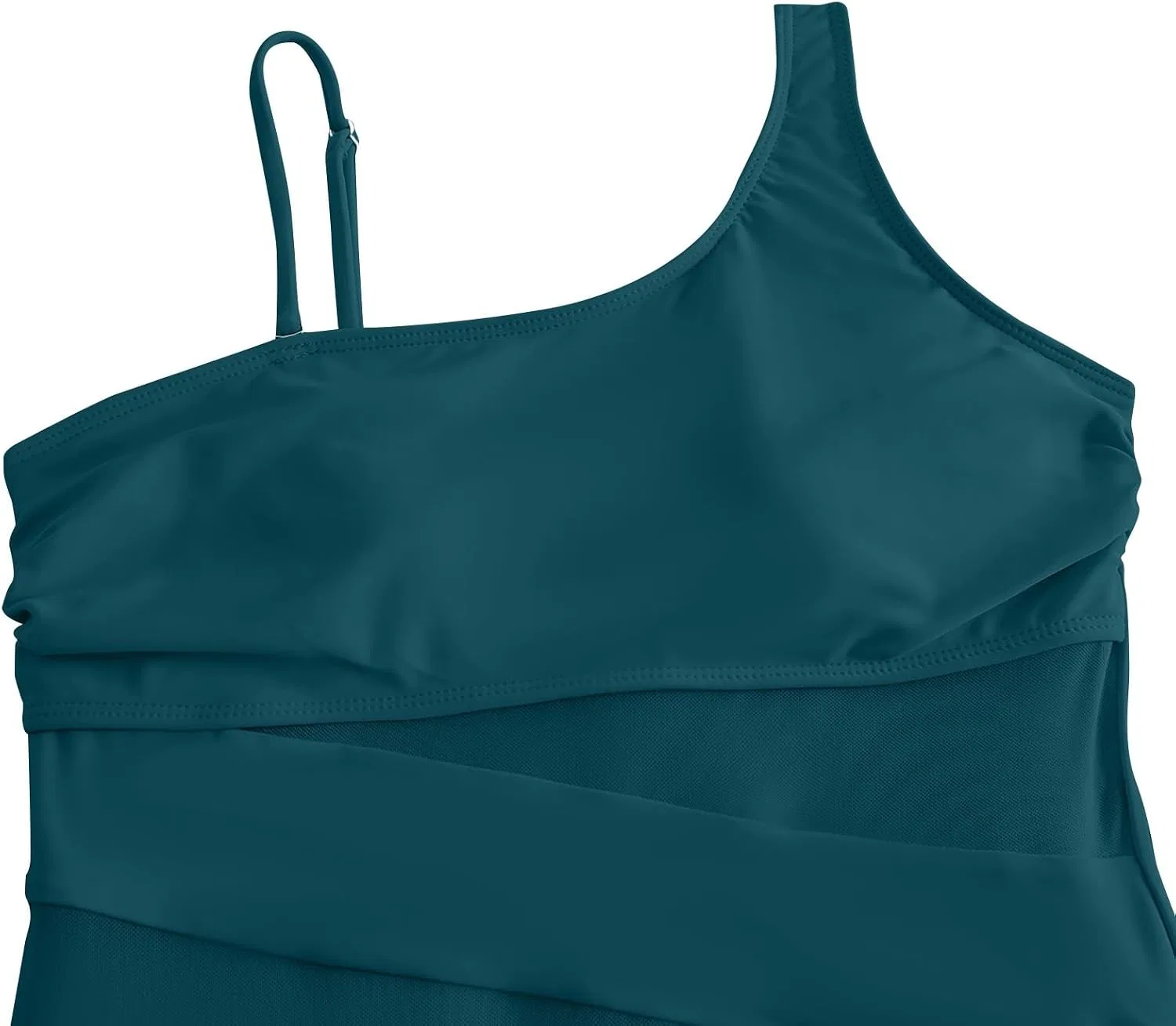 Женский цельнокроеный купальник с контролем живота One Shoulder Slimming, Mint Green — фото 3