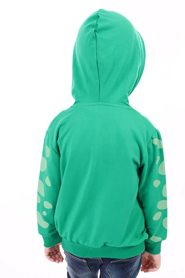Детский кардиган с капюшоном и принтом для мальчиков Toontoy, Dark Green — фото 2