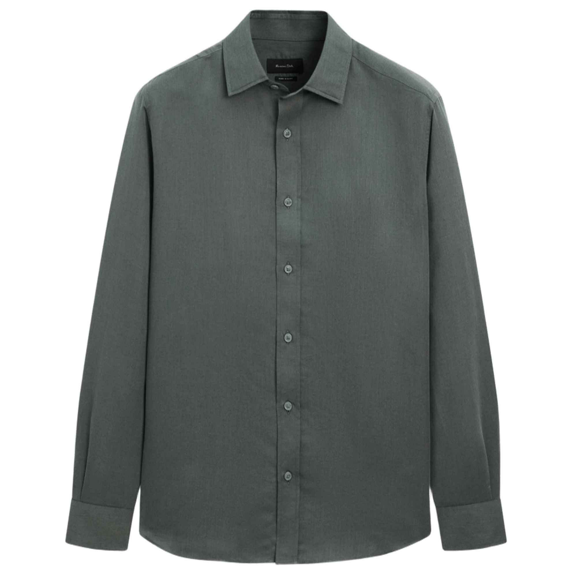 

Рубашка Massimo Dutti Regular fit cotton and linen blend twill, зеленый