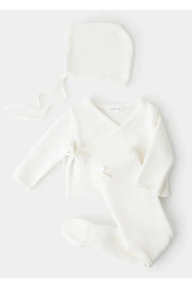 Детский кардиган для девочек с запахом Double-Breasted Mango Baby, Off White — фото 3