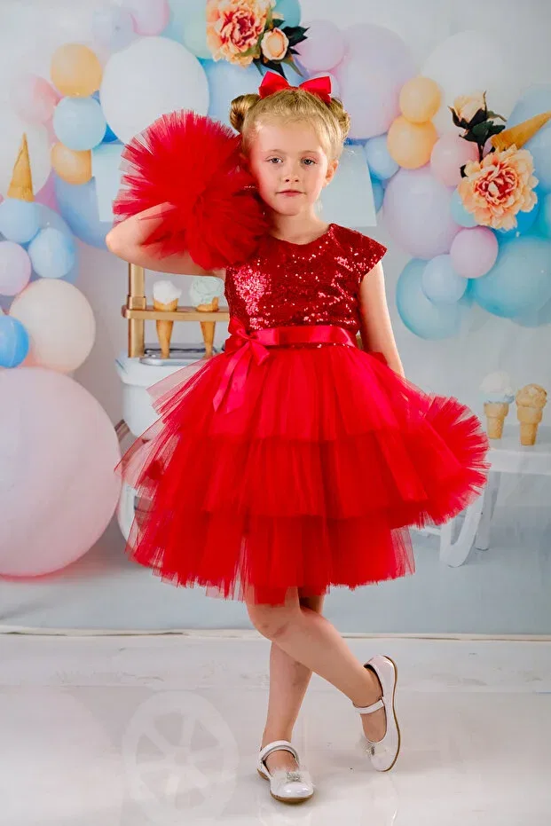 Детское платье для девочек с длинным рукавом Delfini Kids, Red