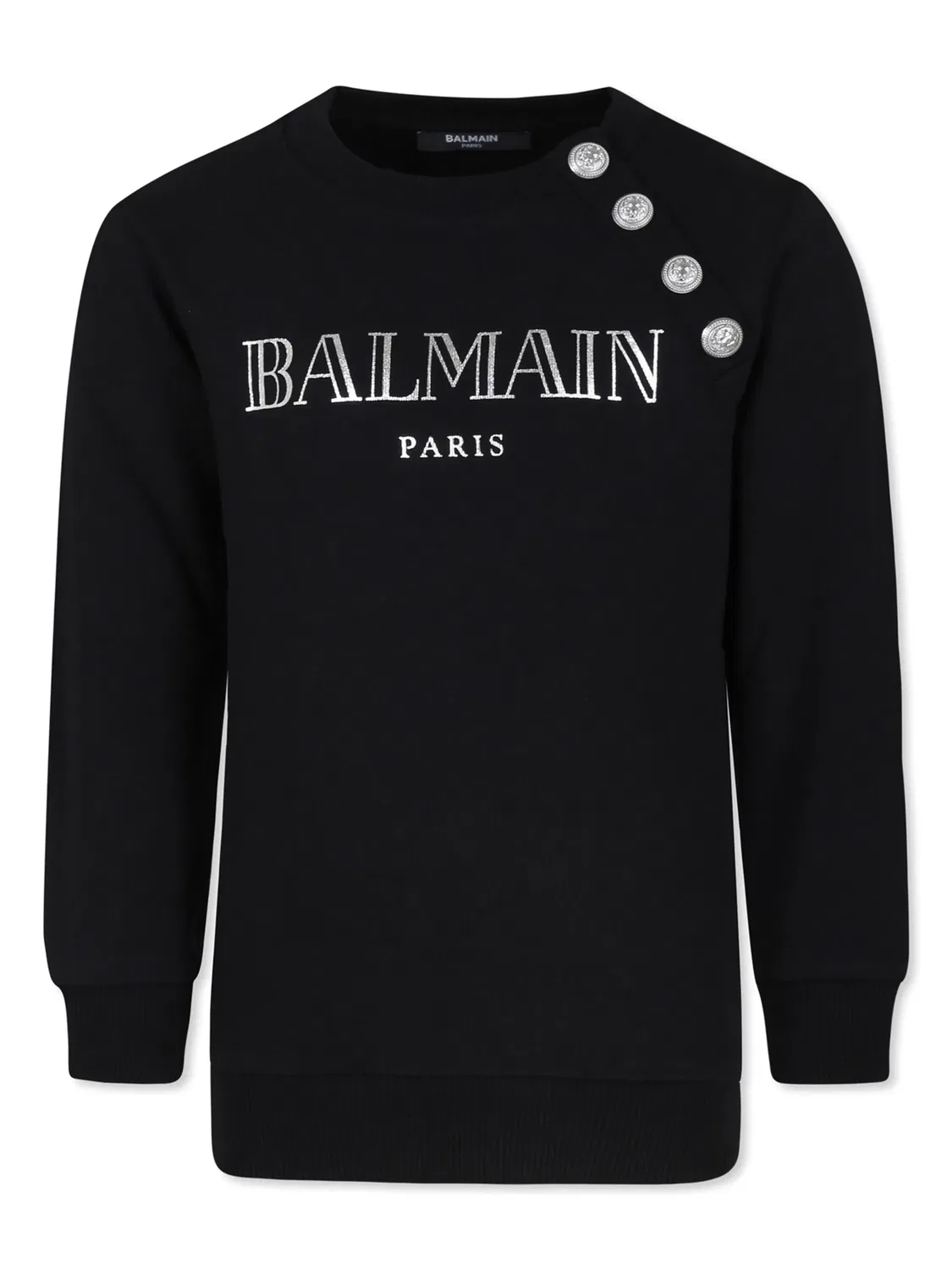 Толстовка с логотипом из органического хлопка Balmain, черный