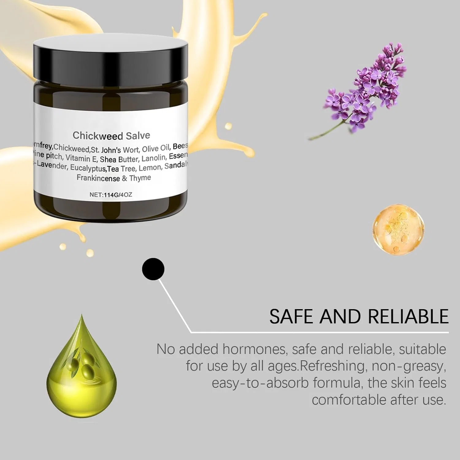 Крем для тела, Organic Chickweed Salve, Niblido, набор 3 шт., 114 г — фото 4