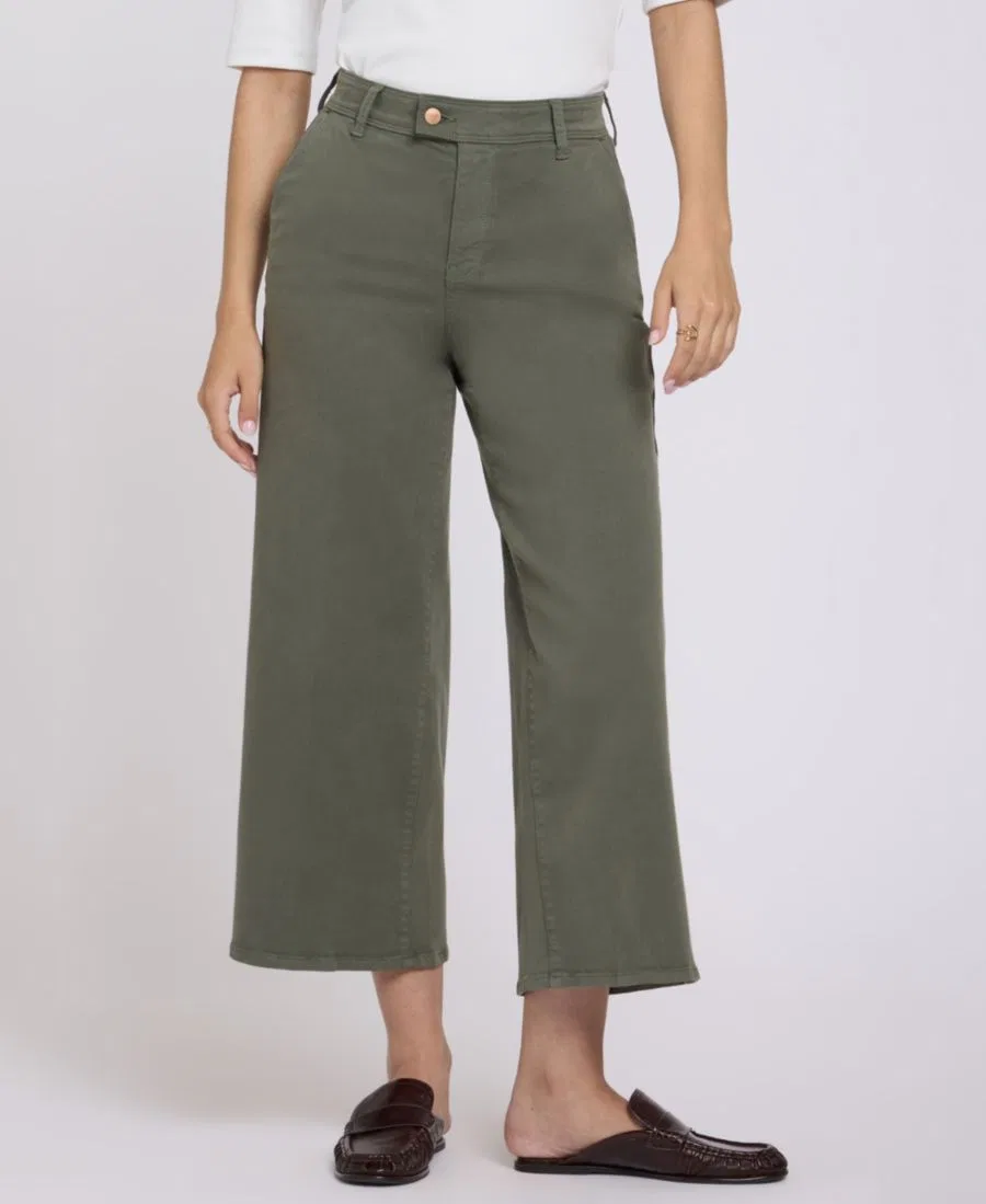 Джинсы-клеш с высокой посадкой Mona Wide-Leg Trouser Ankle NYDJ, Desert Green — фото 2