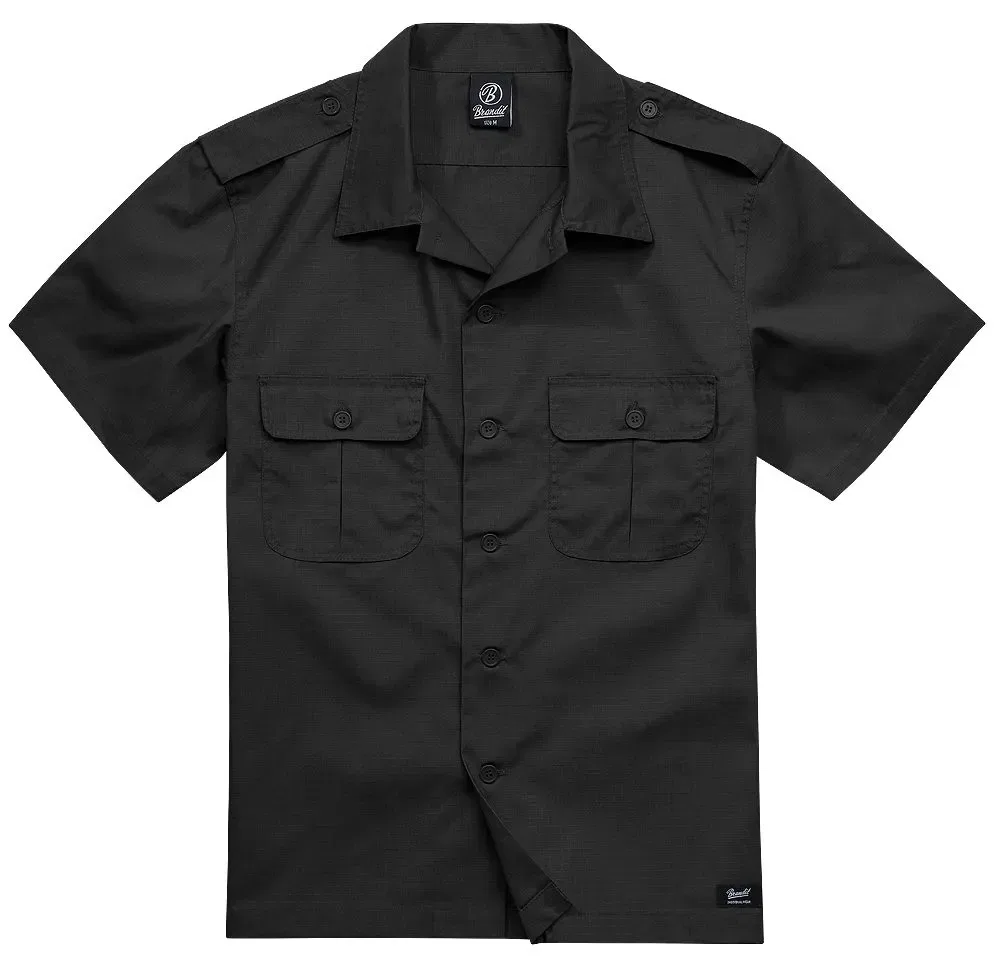Мужская рубашка из рипстопа с коротким рукавом Brandit, Black