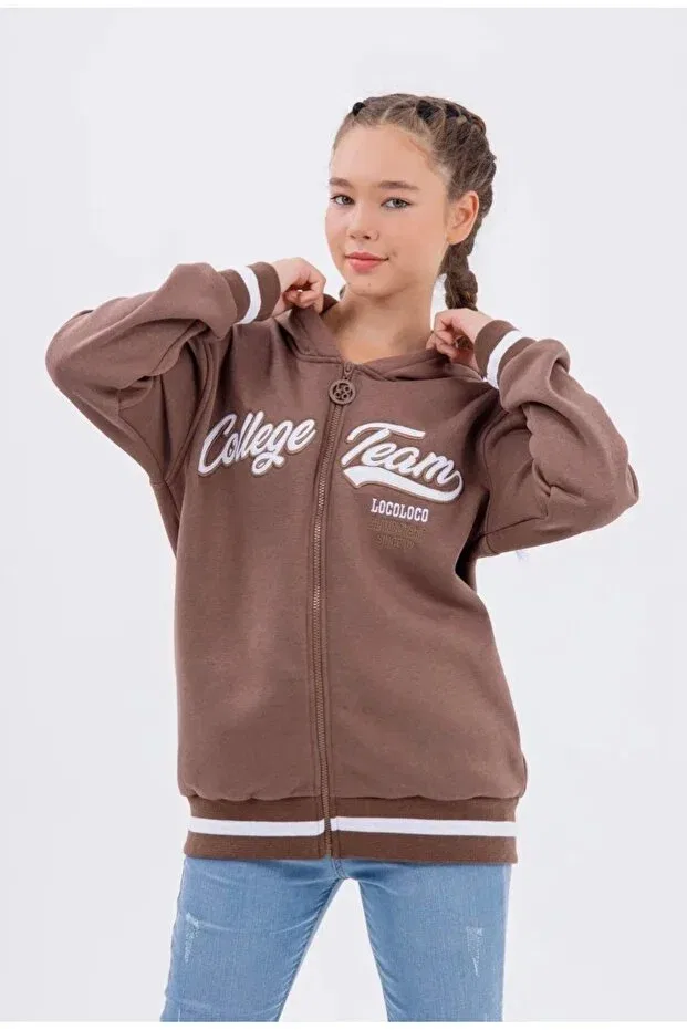 Детский кардиган с вышивкой Limiunisexembroidered rope 3modelcollege Loco Loco, Camel