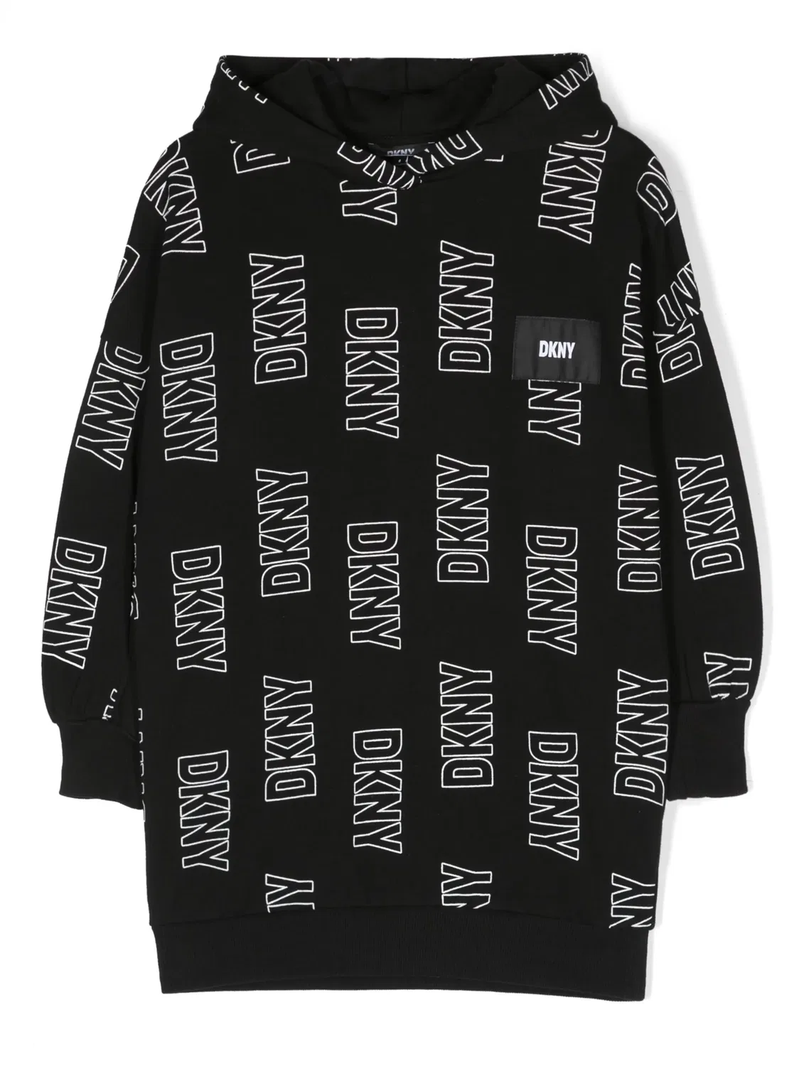 Платье с капюшоном и логотипом DKNY, черный