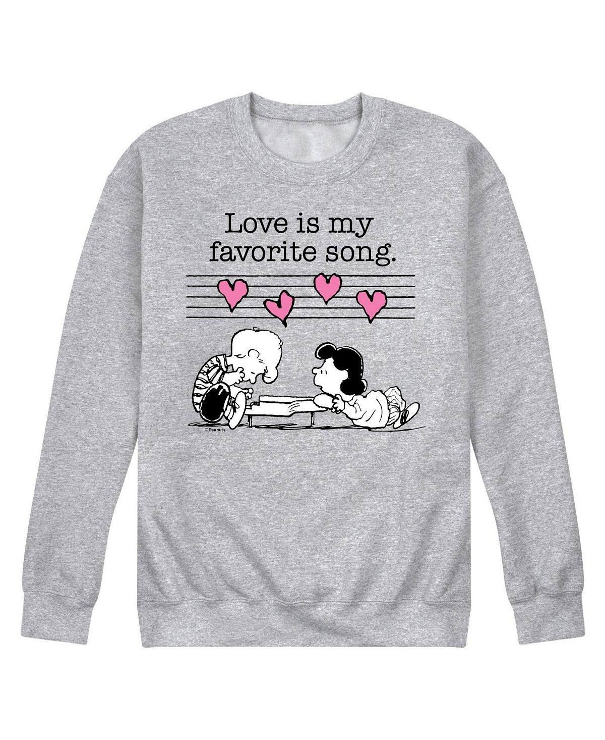 

Мужская флисовая толстовка peanuts love is favorite song AIRWAVES, серый