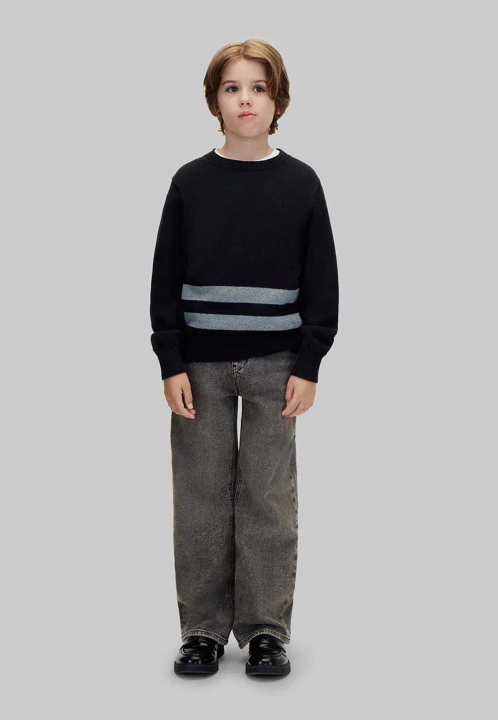 Детский вязаный полосатый джемпер Calvin Klein Jeans, Pvh Black