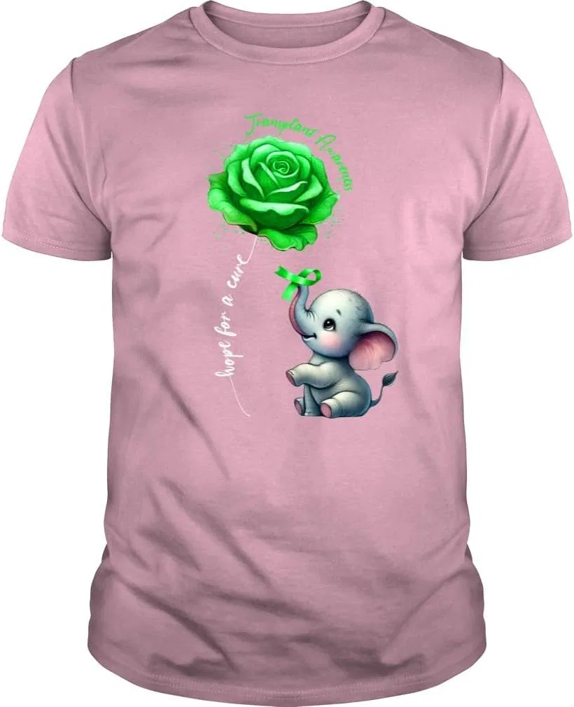 Мужская футболка с принтом Transplant Awareness Survivor Warrior Hope for a Cure Elephant Rose, светло-розовый